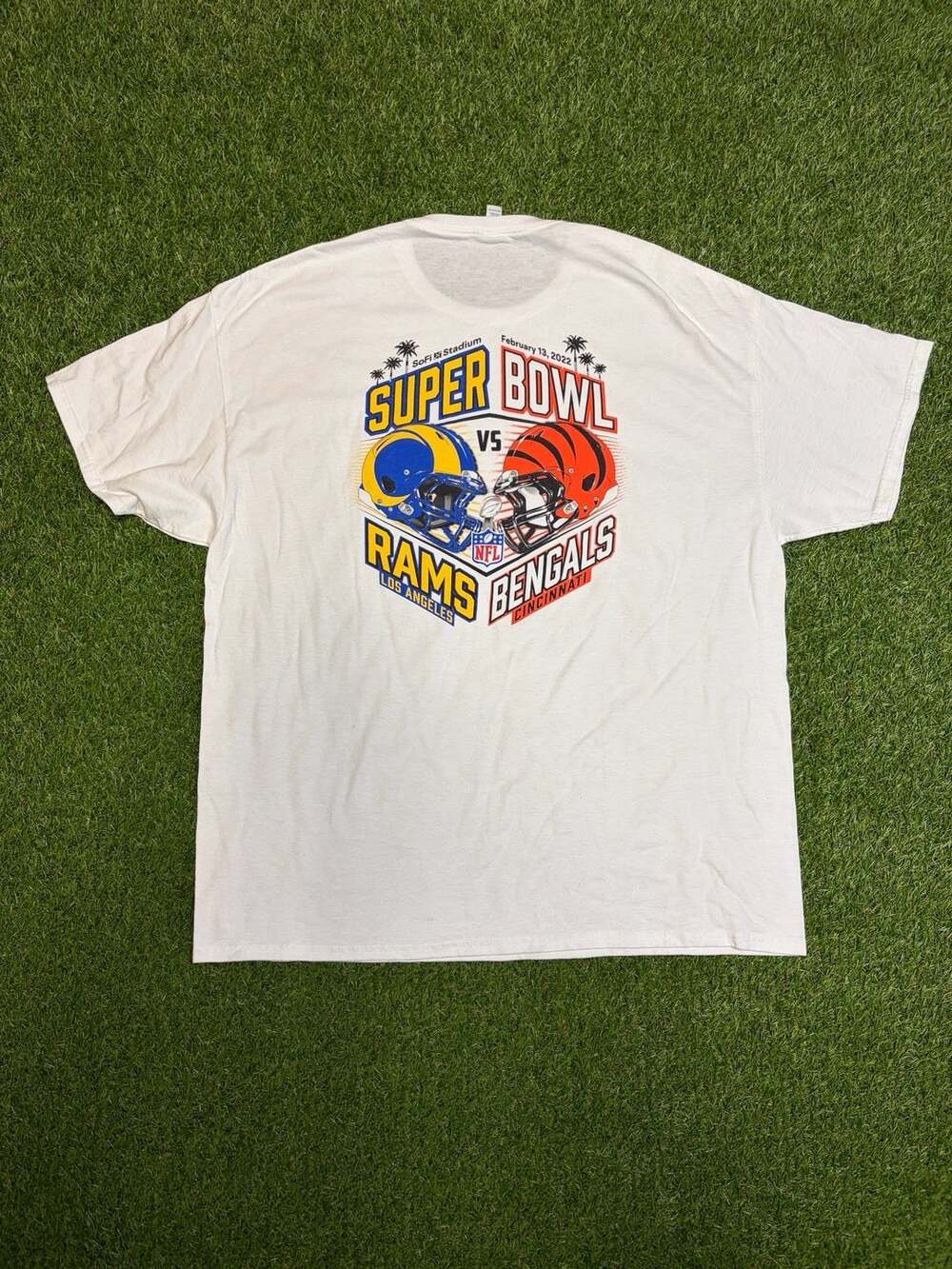 Jerzees Super Bowl LVI Rams vs Bengals T-Shirt Size 2XL White NFL